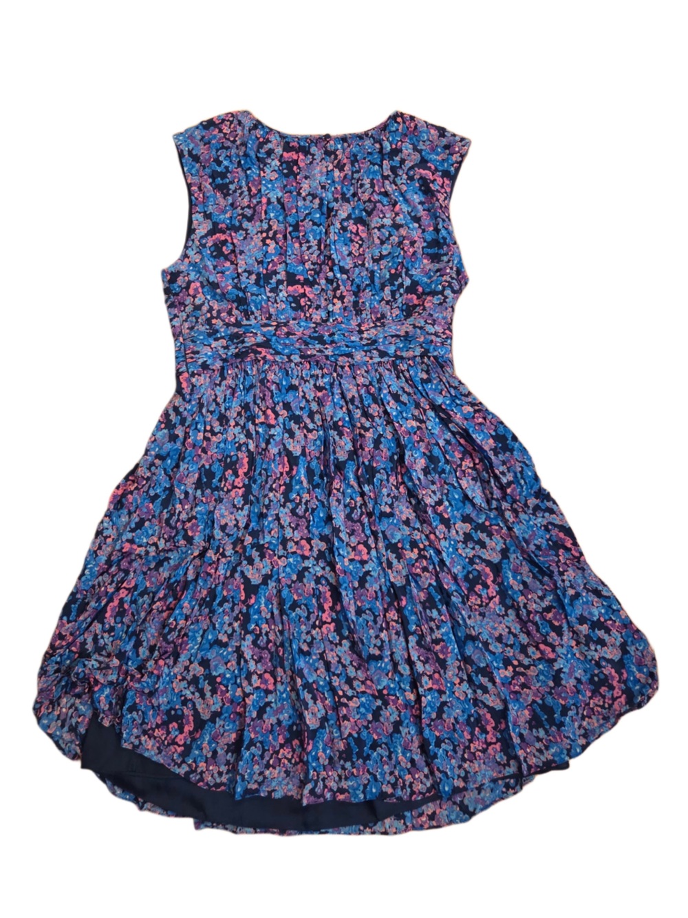 Boden NEW WITH TAGS! Navy Floral Fit-and-Flare Sleeveless Dress Blue Pink Blooms - Picture 2 of 7